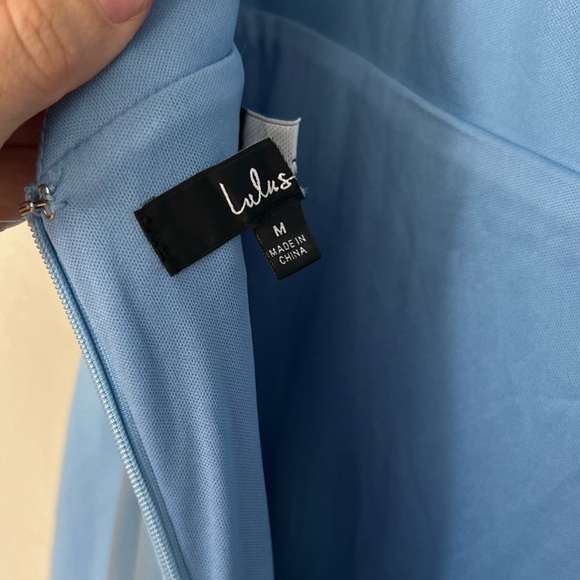 NWOT Stunning Enchantment Light Blue Backless Trumpet Hem Maxi Dress - Picture 9 of 10